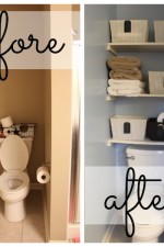 bathroom shelf addition- link party on A Bowl Full of Lemons