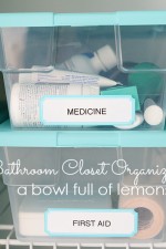 Bathroom Closet Organization by A Bowl Full of Lemons