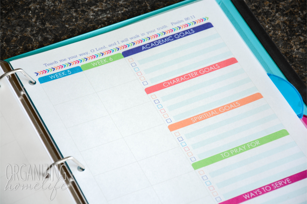 Homeschool Planner Goals