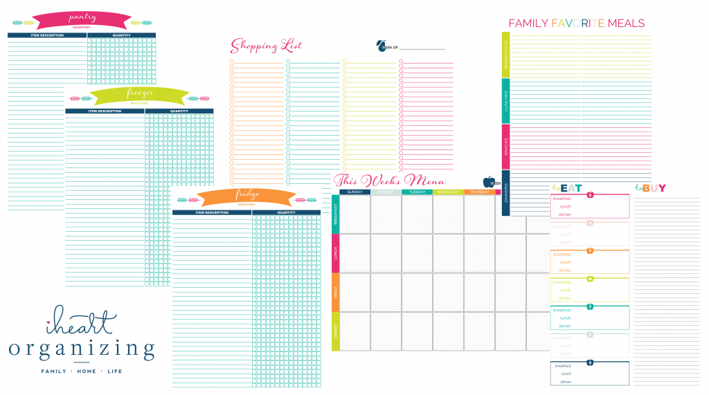 I Heart Organizing Meal Planning Printables
