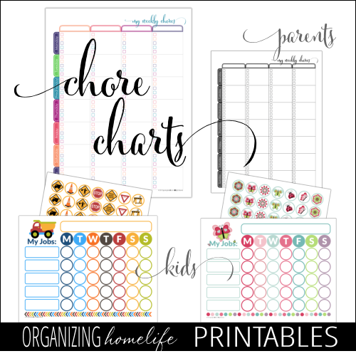 Printable Chore Charts via Organizing Homelife