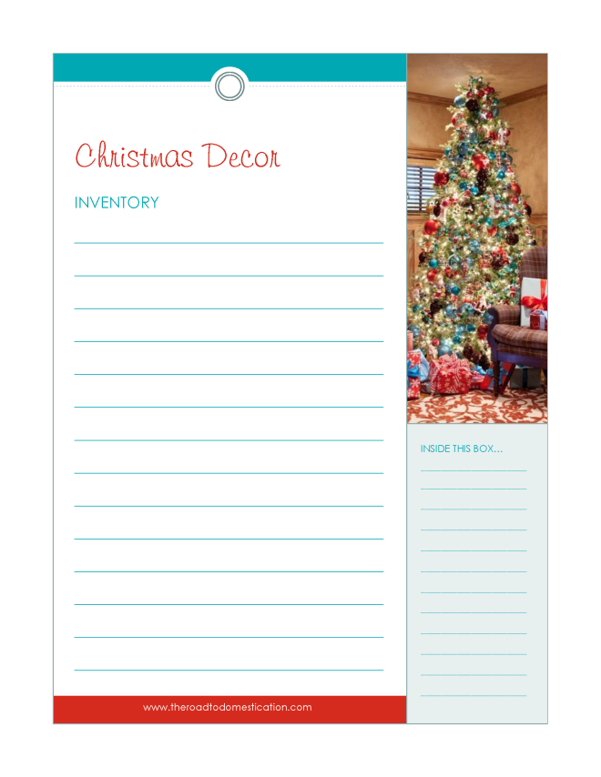 christmas-decor-inventory-printable via Link Party on A Bowl Full of Lemons