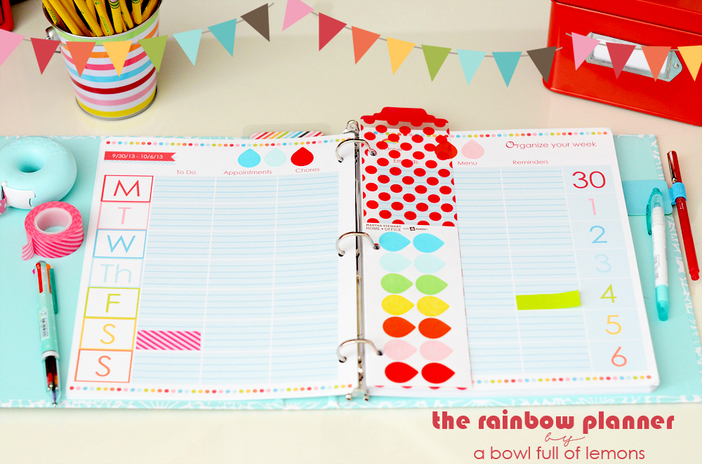 Rainbow Planner Printable Bundle via A Bowl Full of Lemons