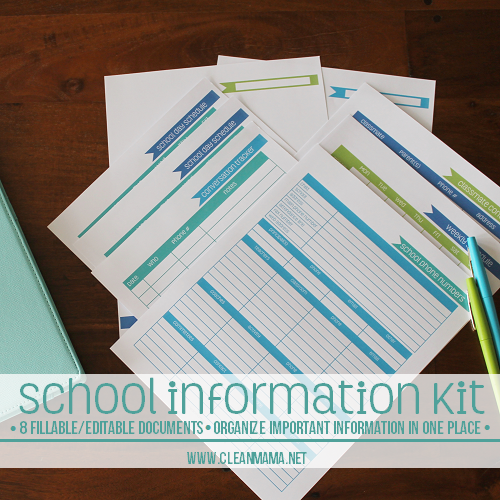 School Information Kit - Clean Mama Printables
