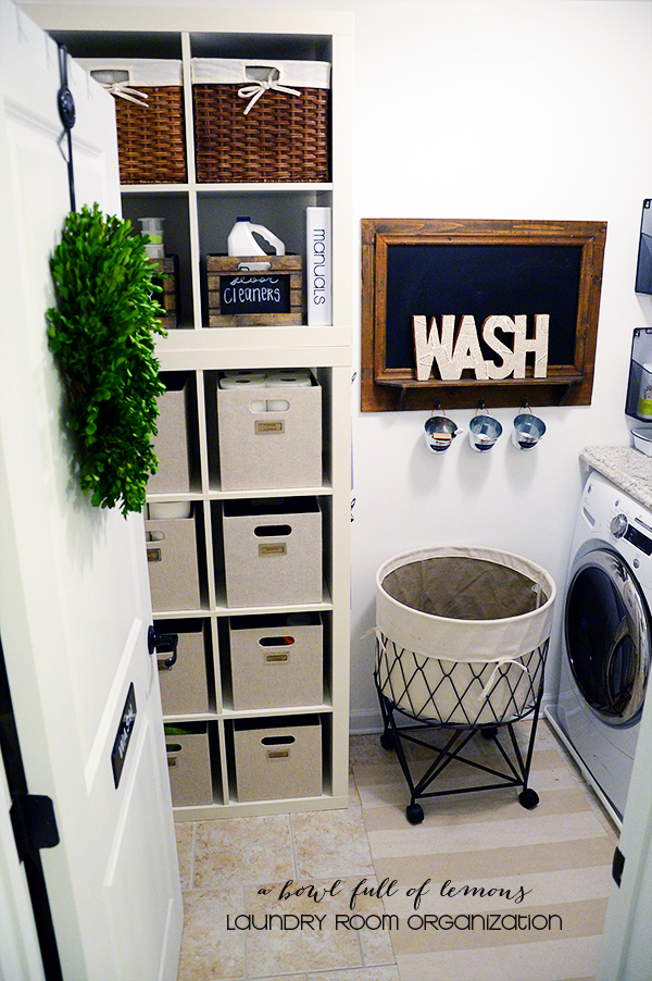 Laundry Room Organization via A Bowl Full of Lemons 