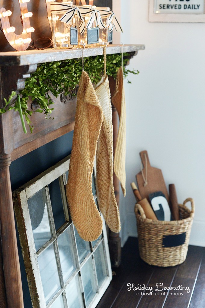 Faux Mantle Holiday Decorating via A  Bowl Full of Lemons 