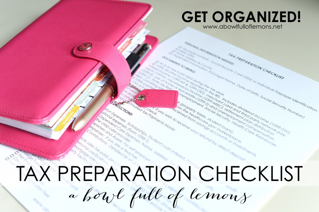 Tax Preparation Checklist via A Bowl Full of Lemons