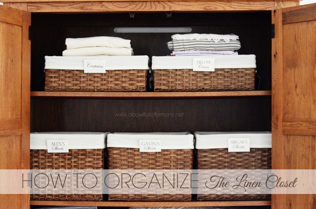 Linen Closet Organization via A Bowl Full of Lemons