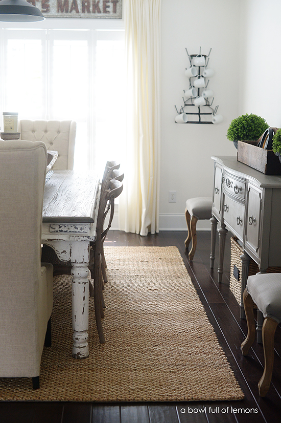 Dining Room Rug Makeover via A Bowl Full of Lemons 