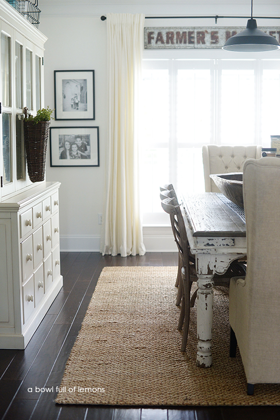 Dining Room Rug Makeover via A Bowl Full of Lemons 