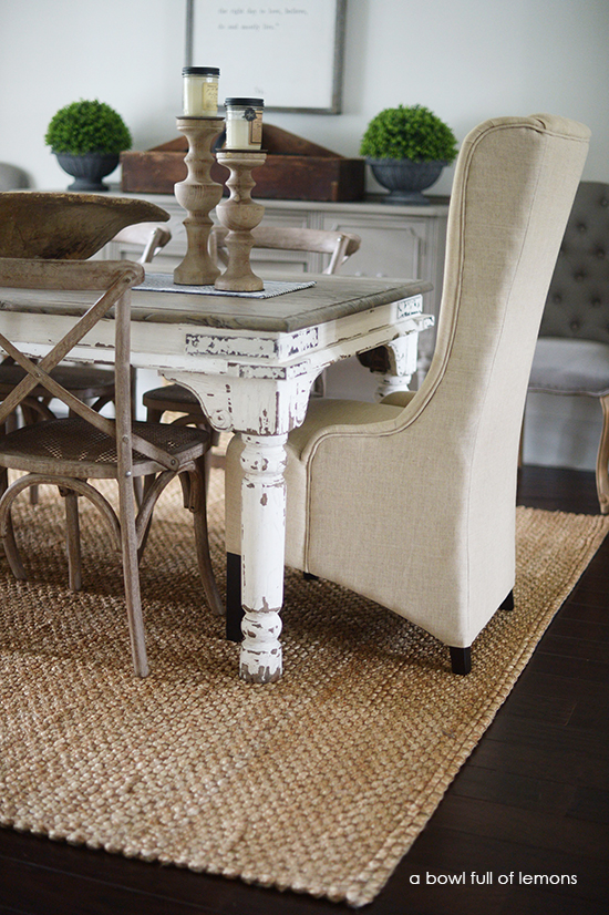 Dining Room Rug Makeover via A Bowl Full of Lemons 